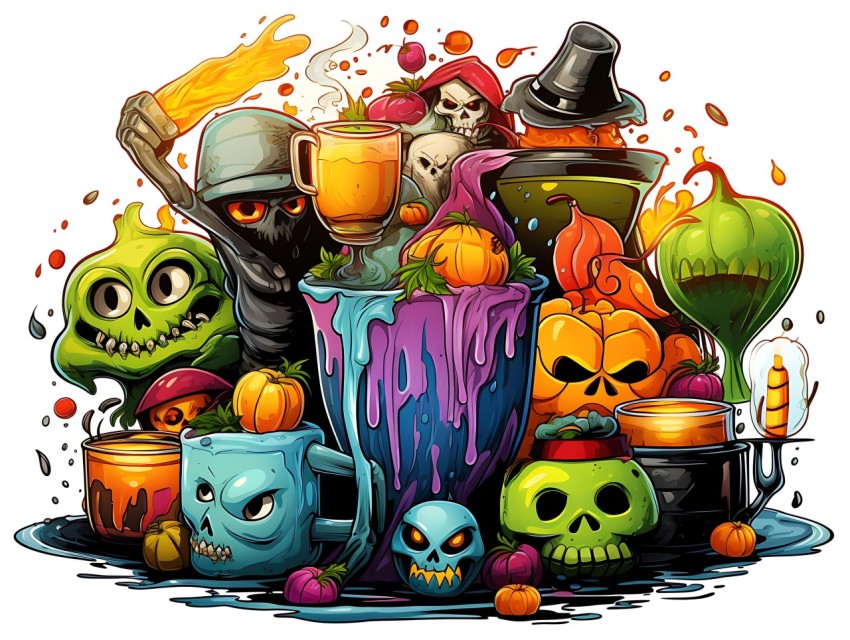 Halloween illustration Design Clipart Pop Art Vector Aesthetic Background (878)