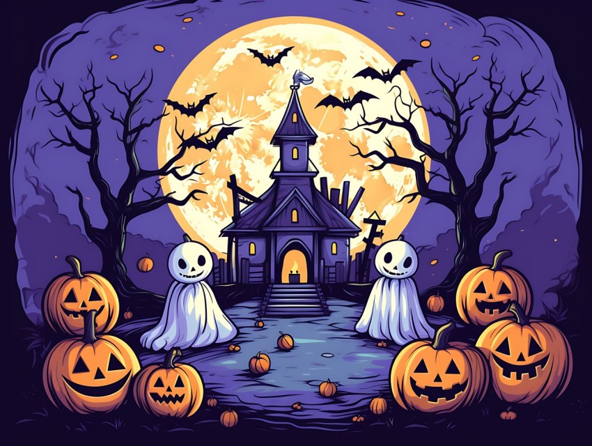 Halloween illustration Design Clipart Pop Art Vector Aesthetic Background (923)