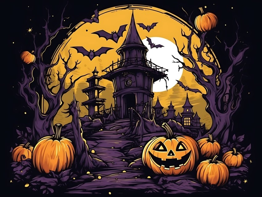 Halloween illustration Design Clipart Pop Art Vector Aesthetic Background (931)