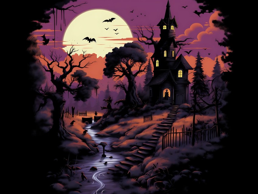 Halloween illustration Design Clipart Pop Art Vector Aesthetic Background (928)
