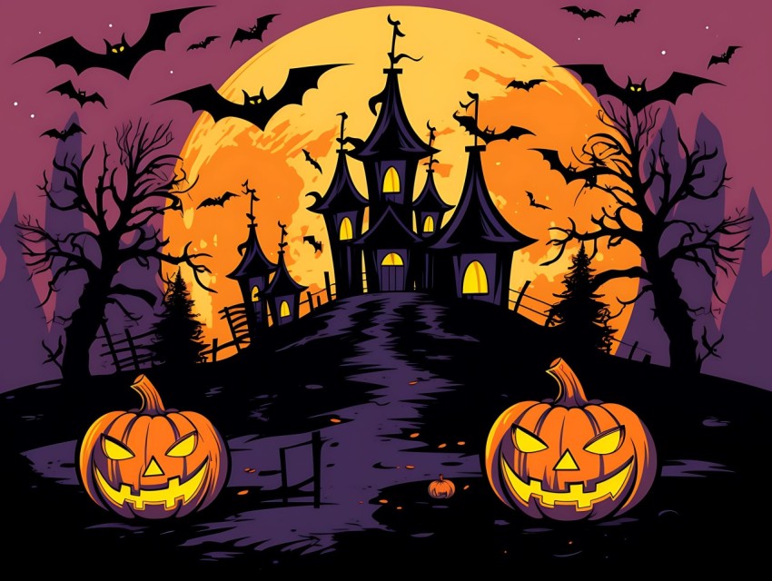 Halloween illustration Design Clipart Pop Art Vector Aesthetic Background (966)