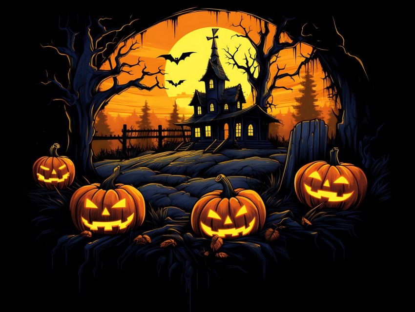 Halloween illustration Design Clipart Pop Art Vector Aesthetic Background (924)
