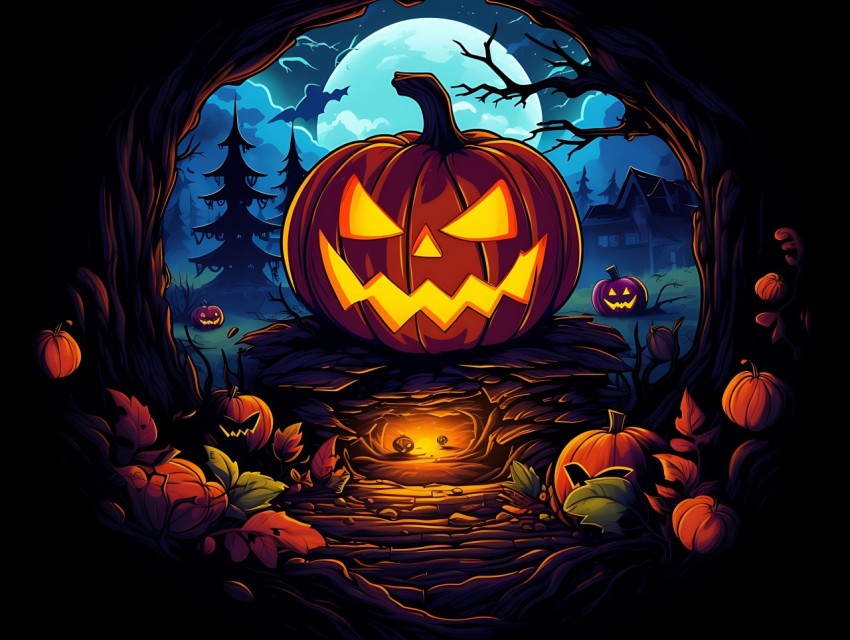 Halloween illustration Design Clipart Pop Art Vector Aesthetic Background (937)