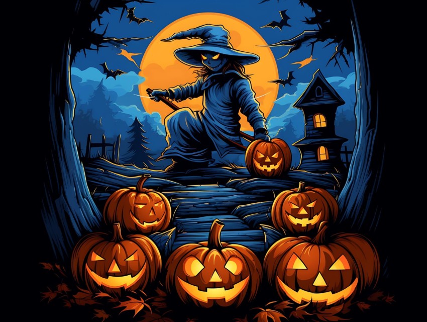 Halloween illustration Design Clipart Pop Art Vector Aesthetic Background (941)