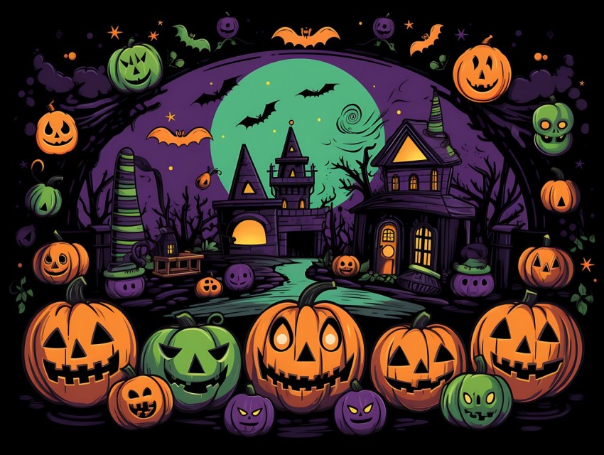 Halloween illustration Design Clipart Pop Art Vector Aesthetic Background (977)