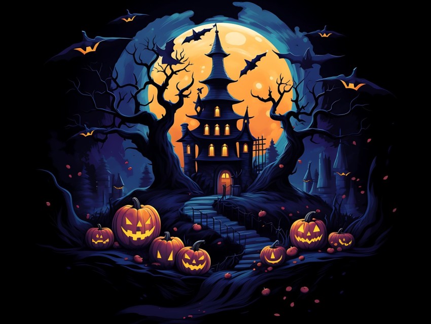 Halloween illustration Design Clipart Pop Art Vector Aesthetic Background (985)