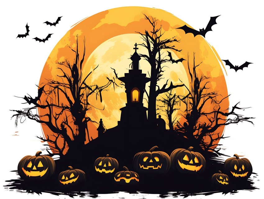Halloween illustration Design Clipart Pop Art Vector Aesthetic Background (1002)