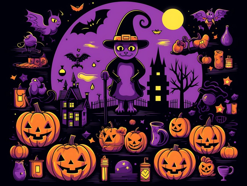 Halloween illustration Design Clipart Pop Art Vector Aesthetic Background (1034)