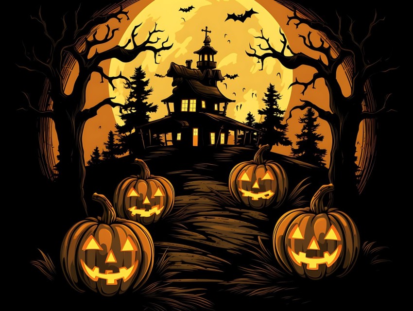 Halloween illustration Design Clipart Pop Art Vector Aesthetic Background (1038)