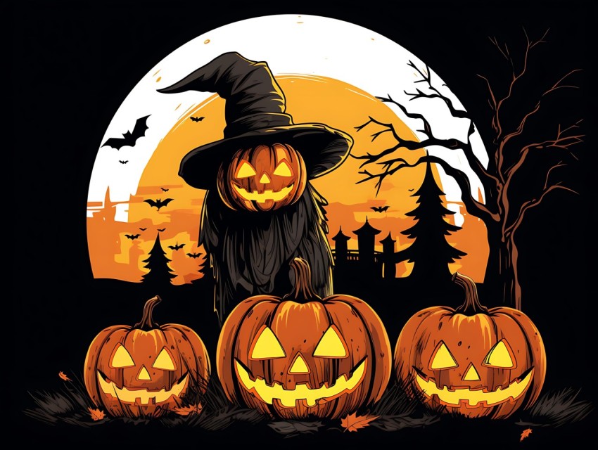 Halloween illustration Design Clipart Pop Art Vector Aesthetic Background (1083)