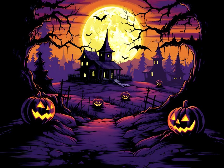 Halloween illustration Design Clipart Pop Art Vector Aesthetic Background (1064)