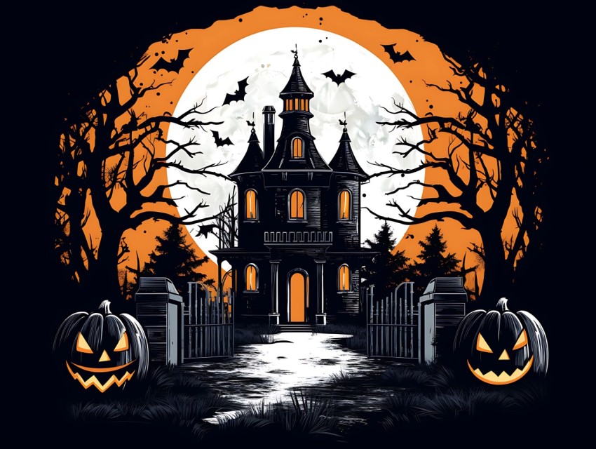 Halloween illustration Design Clipart Pop Art Vector Aesthetic Background (1069)