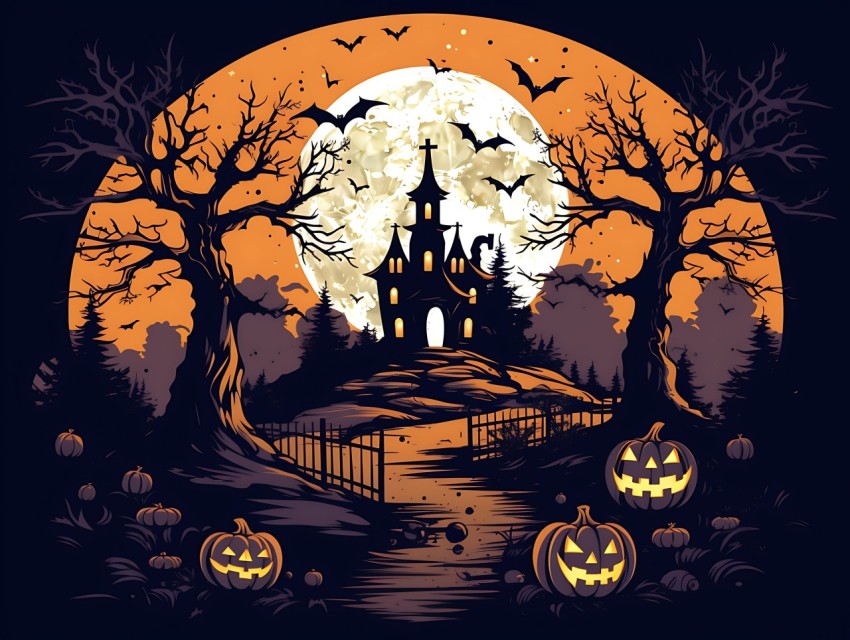 Halloween illustration Design Clipart Pop Art Vector Aesthetic Background (1084)