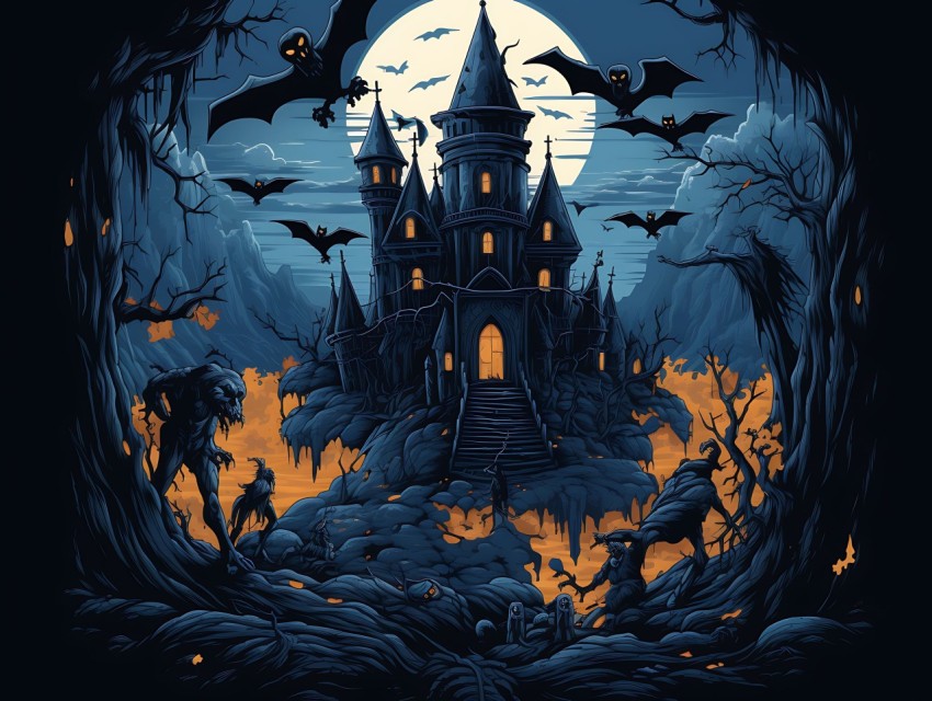 Halloween illustration Design Clipart Pop Art Vector Aesthetic Background (1062)