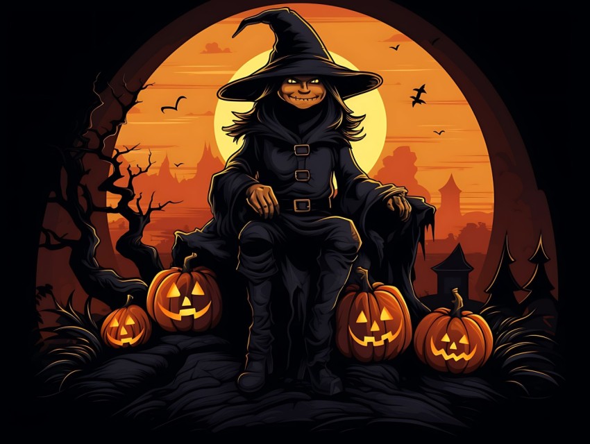 Halloween illustration Design Clipart Pop Art Vector Aesthetic Background (1118)