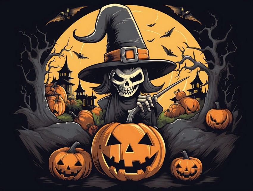 Halloween illustration Design Clipart Pop Art Vector Aesthetic Background (1133)