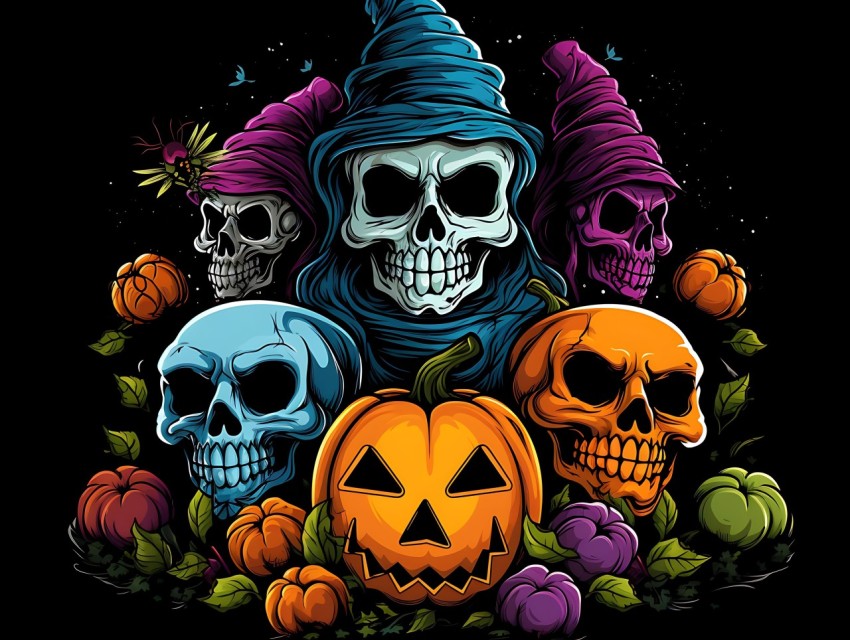 Halloween illustration Design Clipart Pop Art Vector Aesthetic Background (1101)