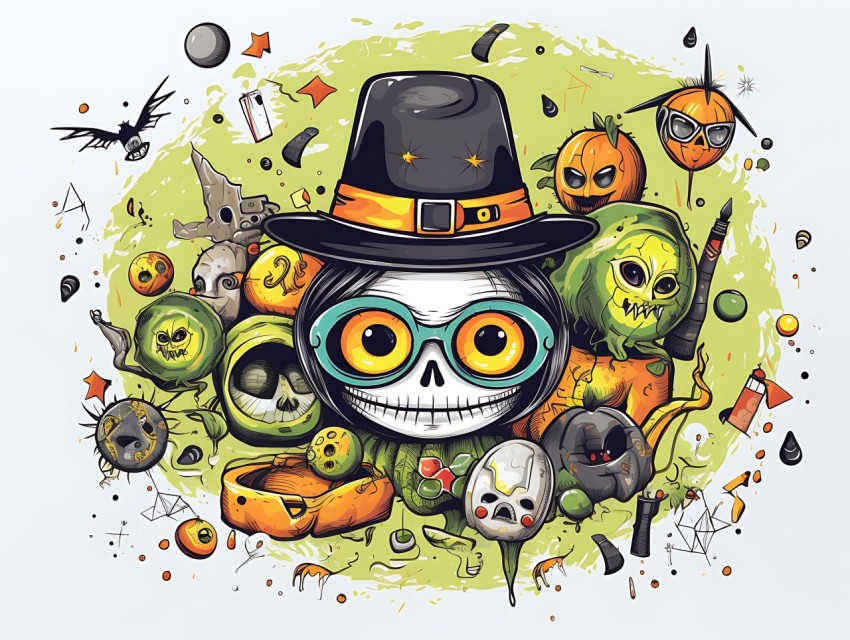 Halloween illustration Design Clipart Pop Art Vector Aesthetic Background (1138)