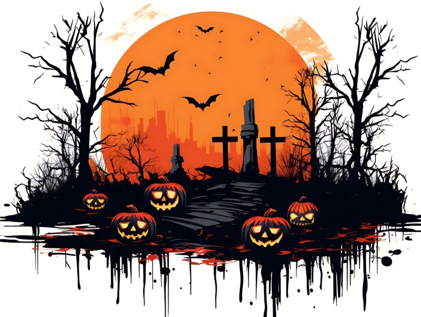 Halloween illustration Design Clipart Pop Art Vector Aesthetic Background (1182)