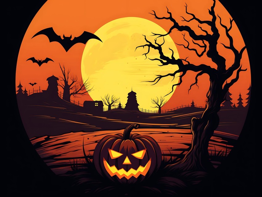 Halloween illustration Design Clipart Pop Art Vector Aesthetic Background (1188)
