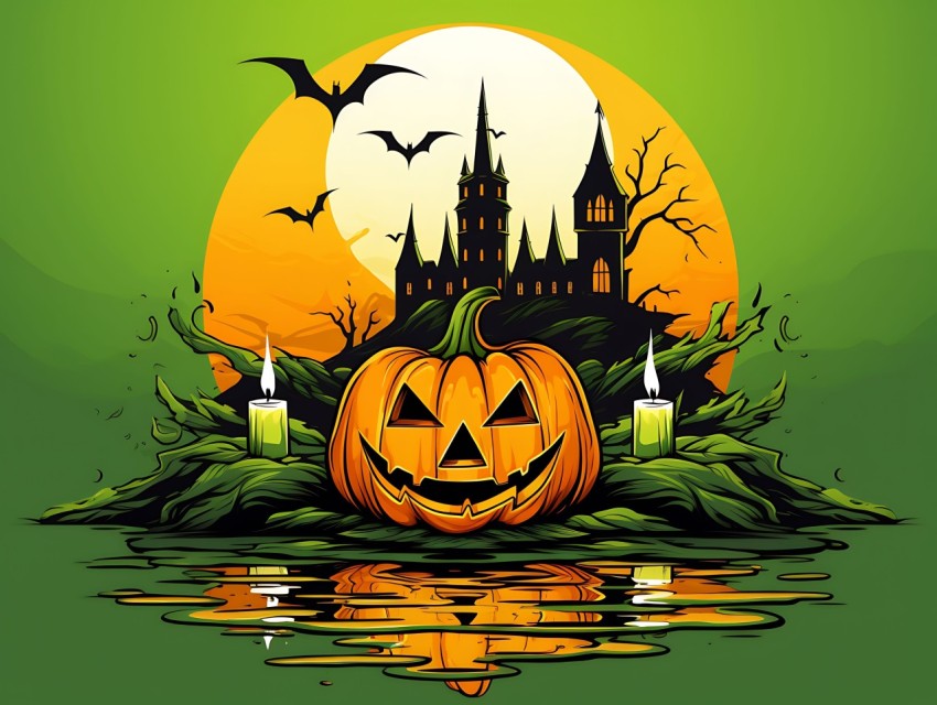 Halloween illustration Design Clipart Pop Art Vector Aesthetic Background (1211)