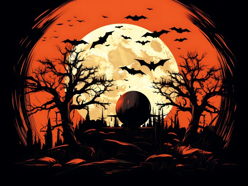 Halloween illustration Design Clipart Pop Art Vector Aesthetic Background (1173)