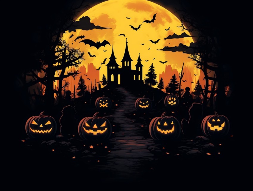 Halloween illustration Design Clipart Pop Art Vector Aesthetic Background (1288)