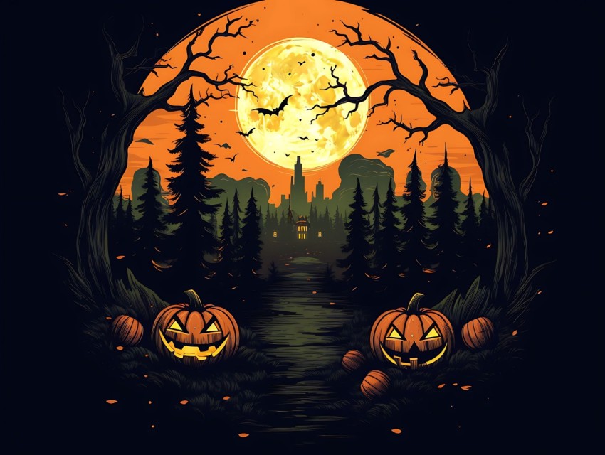 Halloween illustration Design Clipart Pop Art Vector Aesthetic Background (1228)