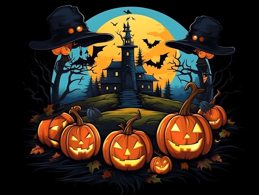 Halloween illustration Design Clipart Pop Art Vector Aesthetic Background (1236)