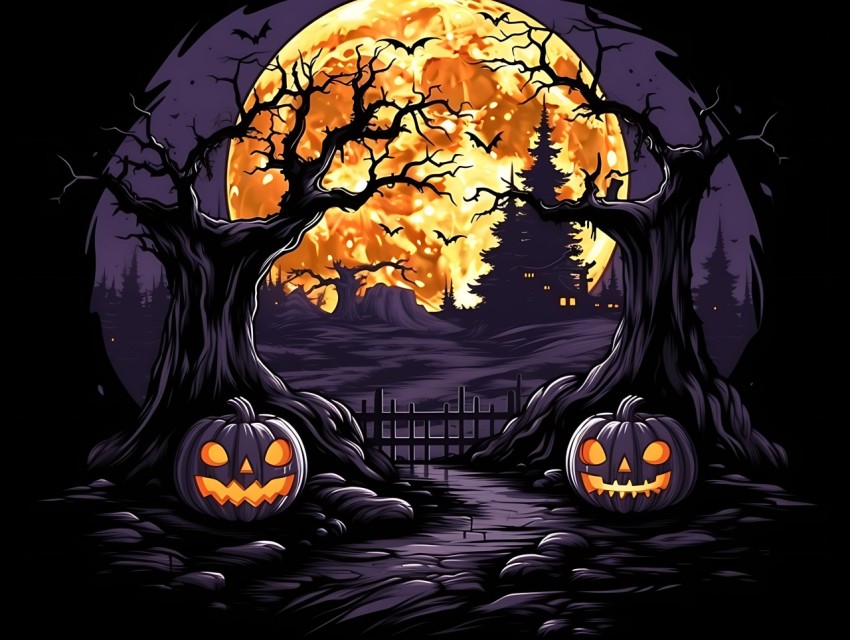Halloween illustration Design Clipart Pop Art Vector Aesthetic Background (1250)