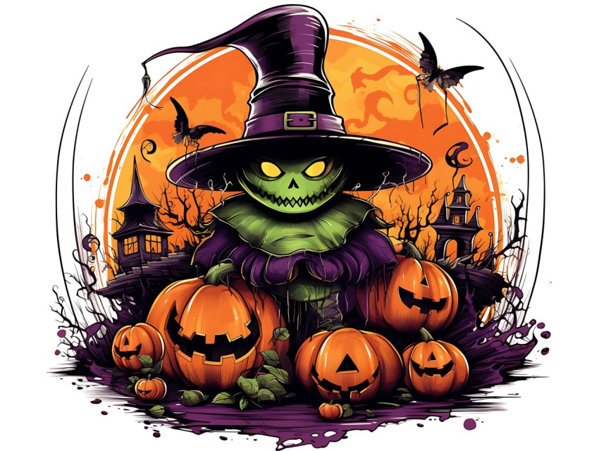 Halloween illustration Design Clipart Pop Art Vector Aesthetic Background (1256)