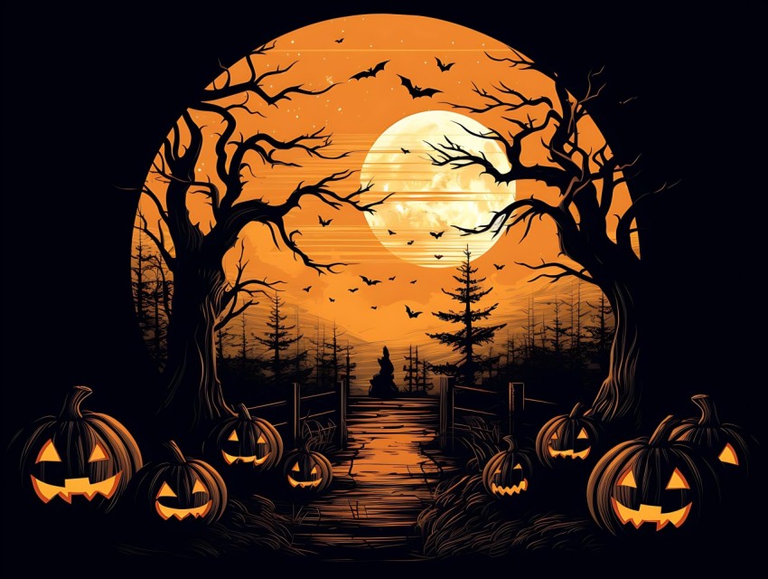 Halloween illustration Design Clipart Pop Art Vector Aesthetic Background (1222)