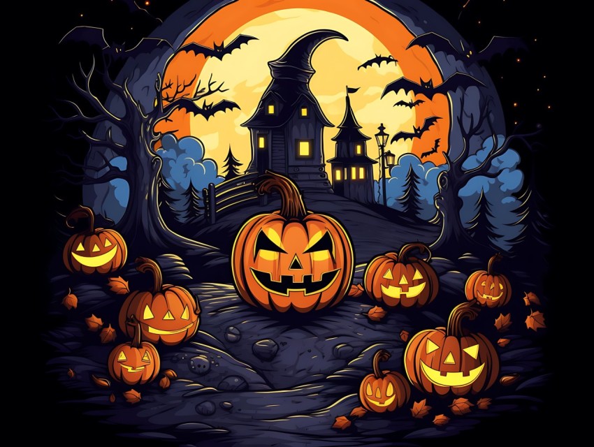 Halloween illustration Design Clipart Pop Art Vector Aesthetic Background (1273)