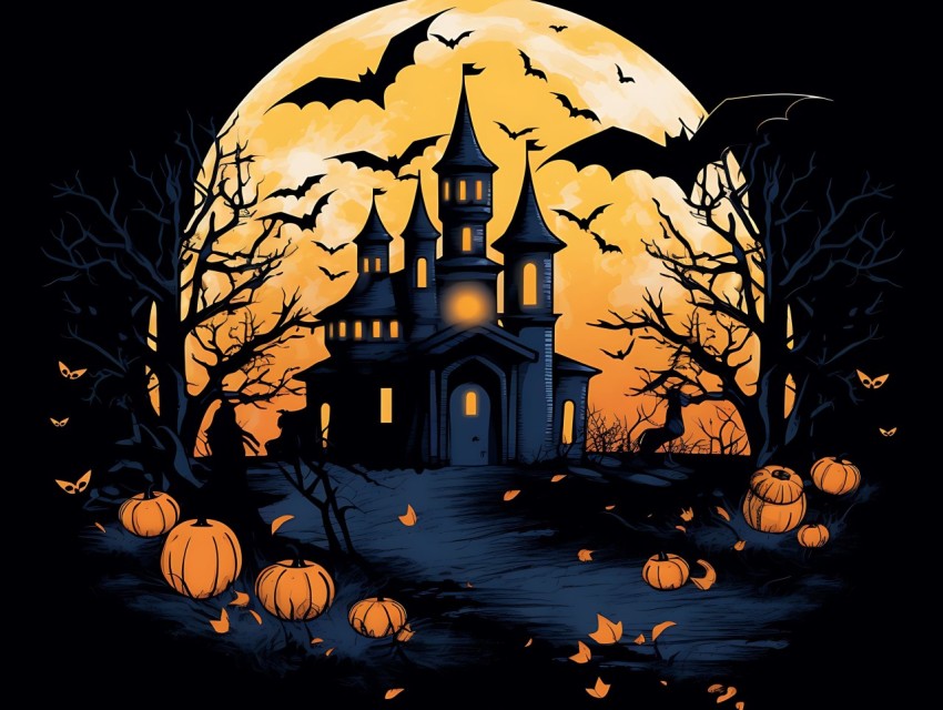 Halloween illustration Design Clipart Pop Art Vector Aesthetic Background (1294)
