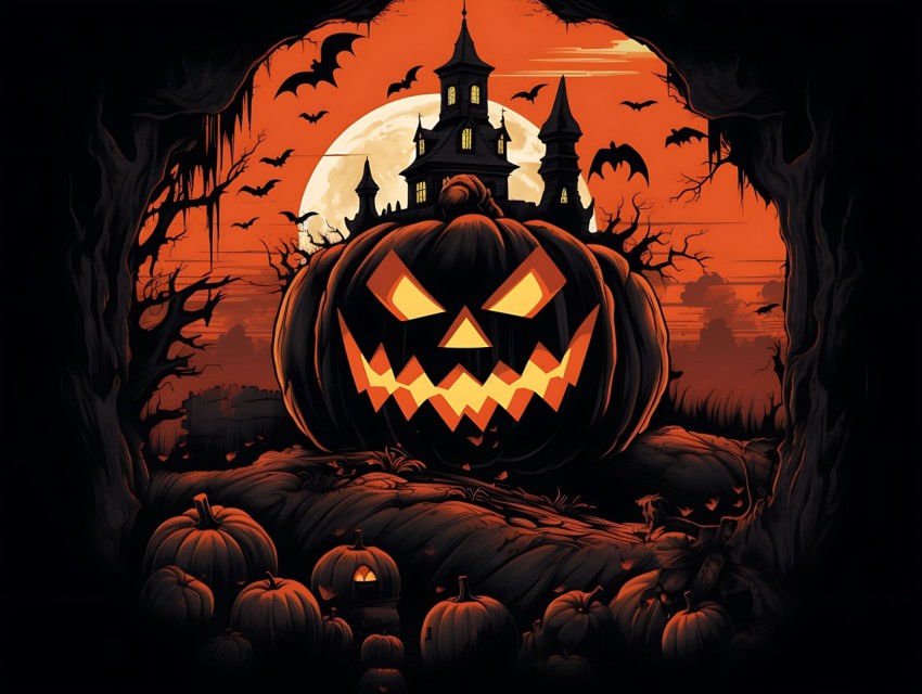 Halloween illustration Design Clipart Pop Art Vector Aesthetic Background (1306)