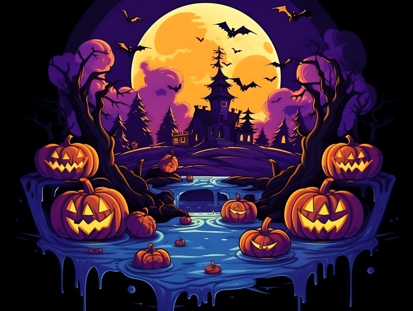 Halloween illustration Design Clipart Pop Art Vector Aesthetic Background (1304)