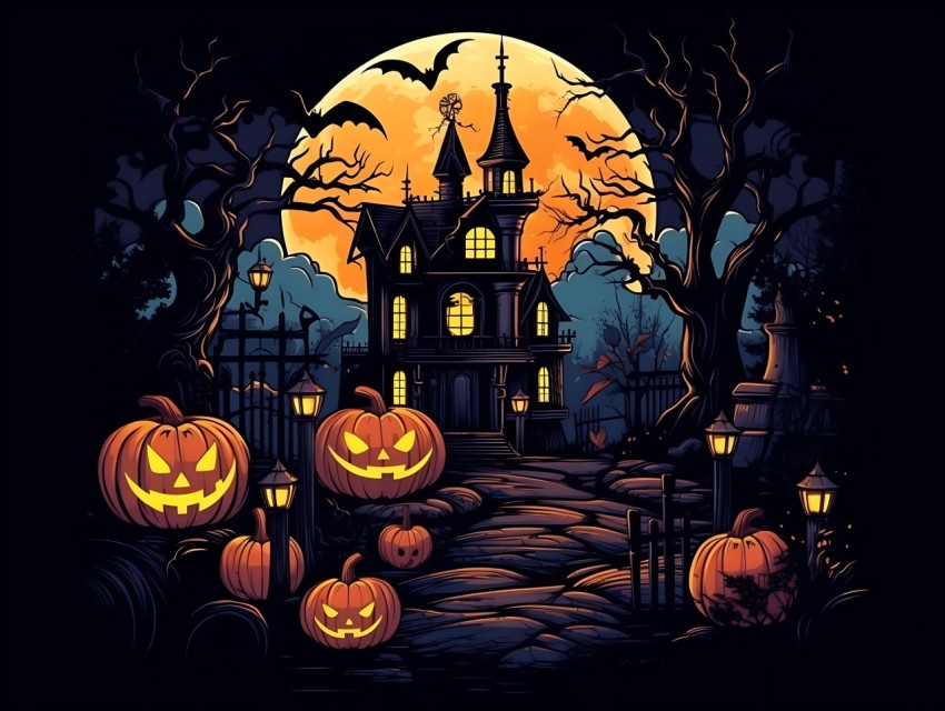 Halloween illustration Design Clipart Pop Art Vector Aesthetic Background (1328)