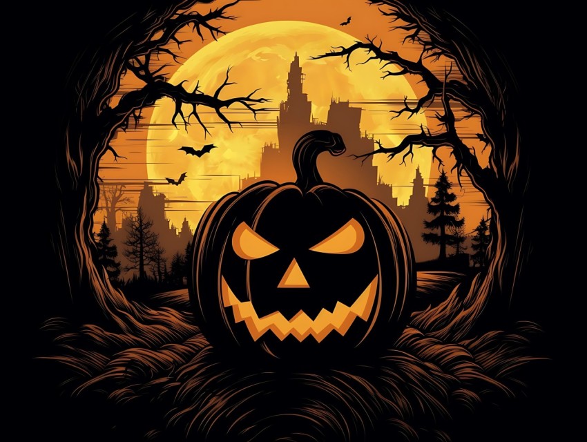 Halloween illustration Design Clipart Pop Art Vector Aesthetic Background (1345)