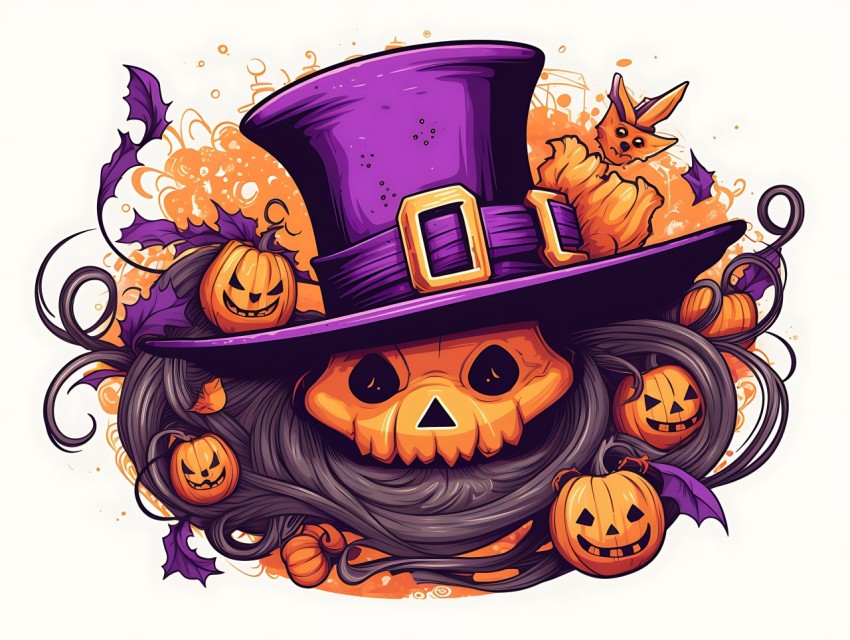 Halloween illustration Design Clipart Pop Art Vector Aesthetic Background (1336)