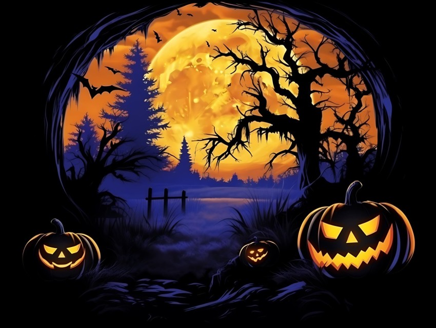 Halloween illustration Design Clipart Pop Art Vector Aesthetic Background (1396)