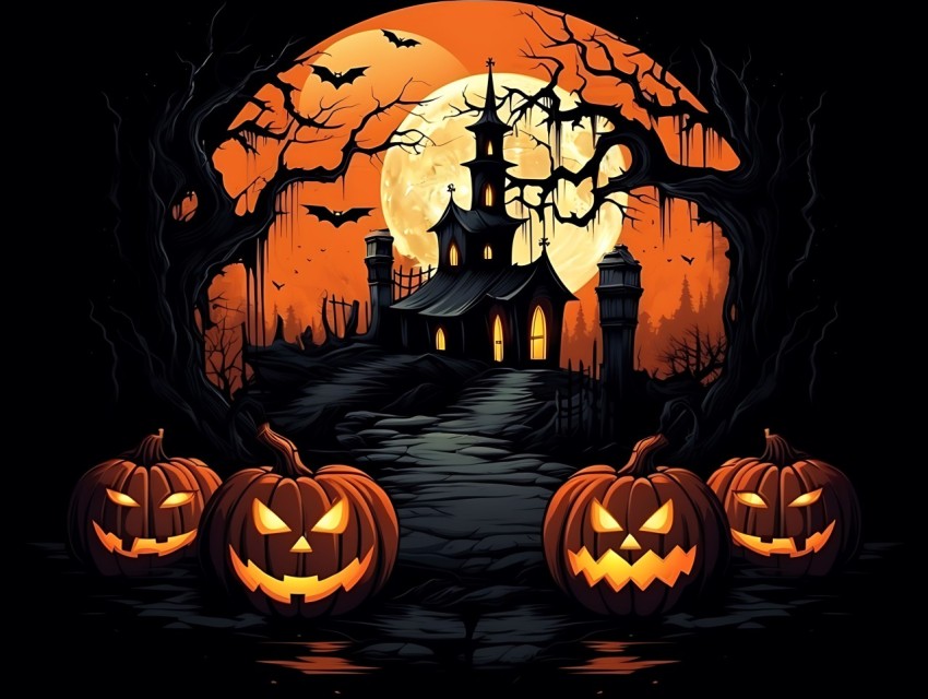 Halloween illustration Design Clipart Pop Art Vector Aesthetic Background (1403)