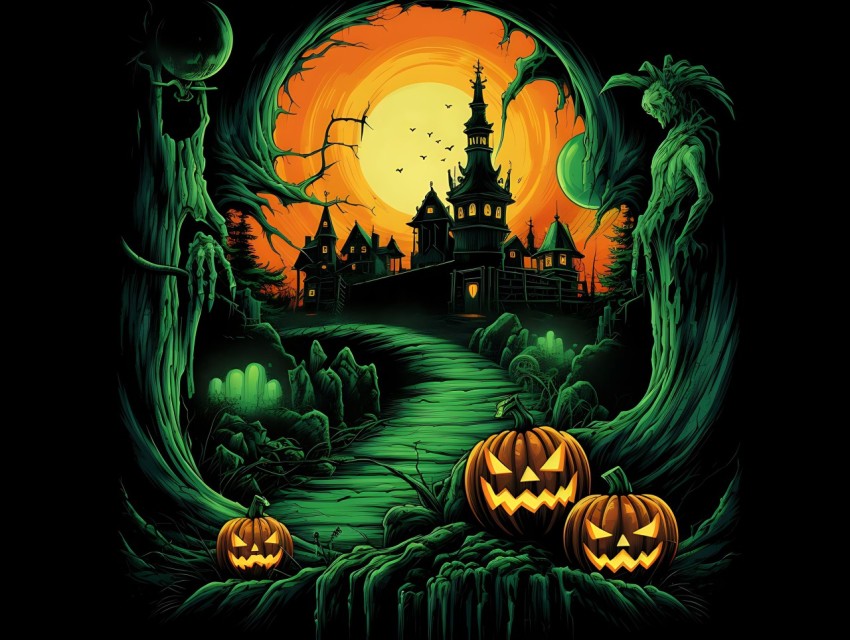 Halloween illustration Design Clipart Pop Art Vector Aesthetic Background (1425)