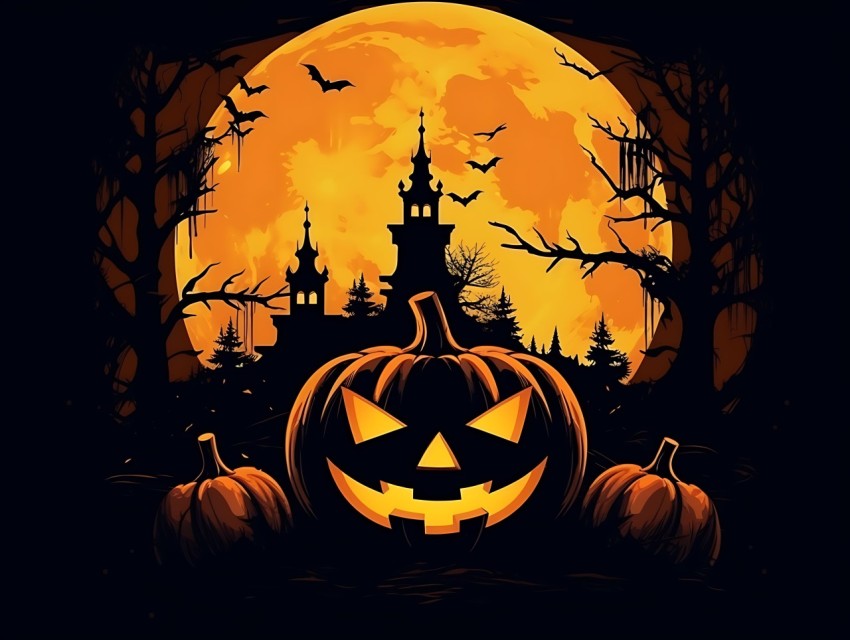 Halloween illustration Design Clipart Pop Art Vector Aesthetic Background (1498)