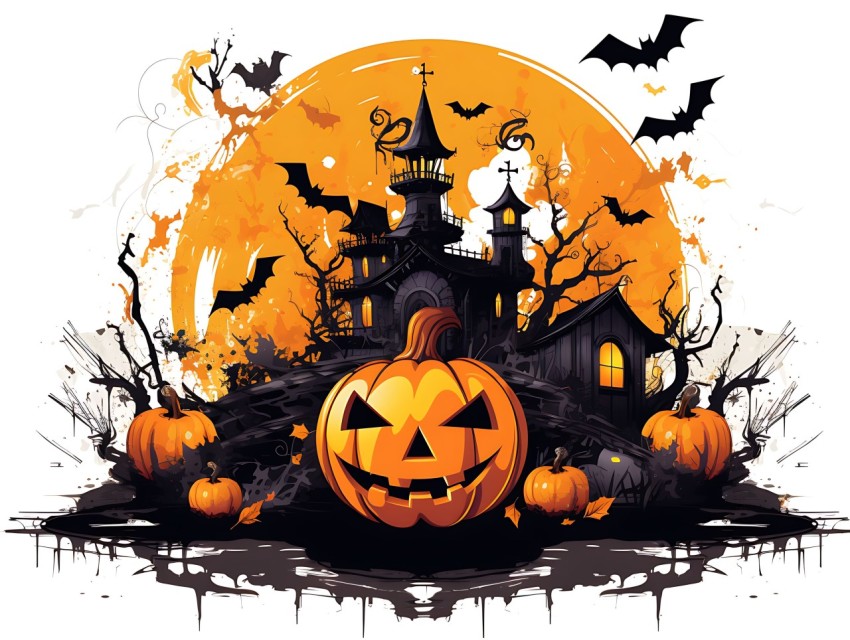 Halloween illustration Design Clipart Pop Art Vector Aesthetic Background (1449)