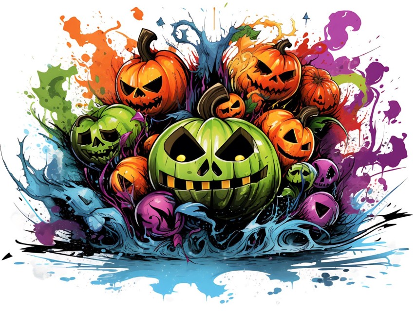 Halloween illustration Design Clipart Pop Art Vector Aesthetic Background (1463)