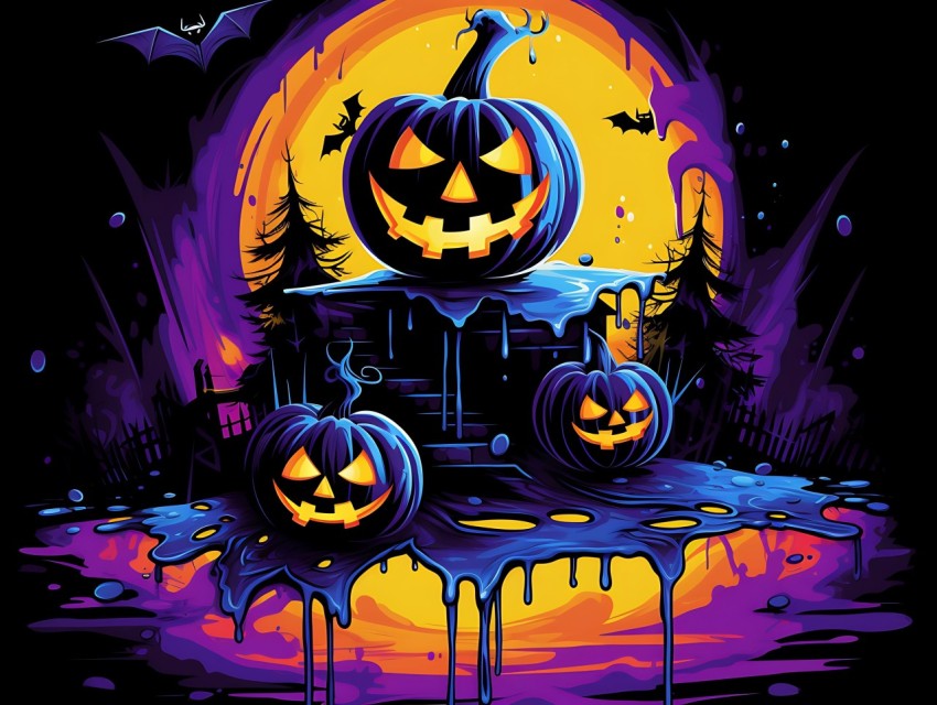 Halloween illustration Design Clipart Pop Art Vector Aesthetic Background (1535)