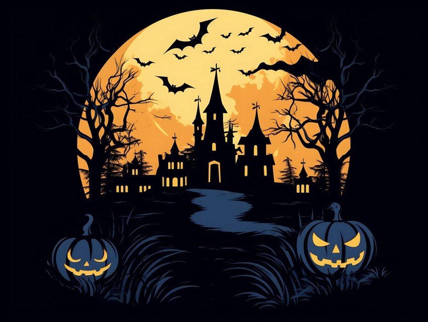 Halloween illustration Design Clipart Pop Art Vector Aesthetic Background (1604)