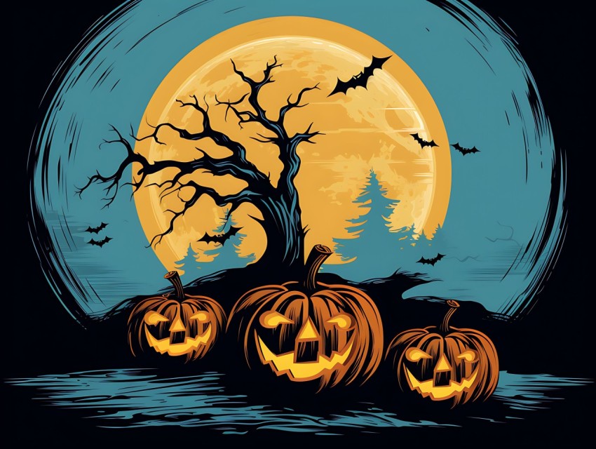 Halloween illustration Design Clipart Pop Art Vector Aesthetic Background (1581)