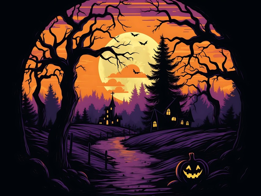 Halloween illustration Design Clipart Pop Art Vector Aesthetic Background (1654)
