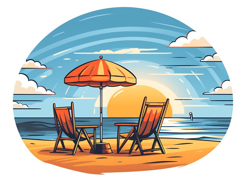 Beach Illustrations Pop Art Sea Vector Summer (32)